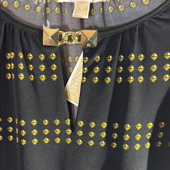 Michael Kors Black and Gold Graphic Blouse - Picture 7 of 8